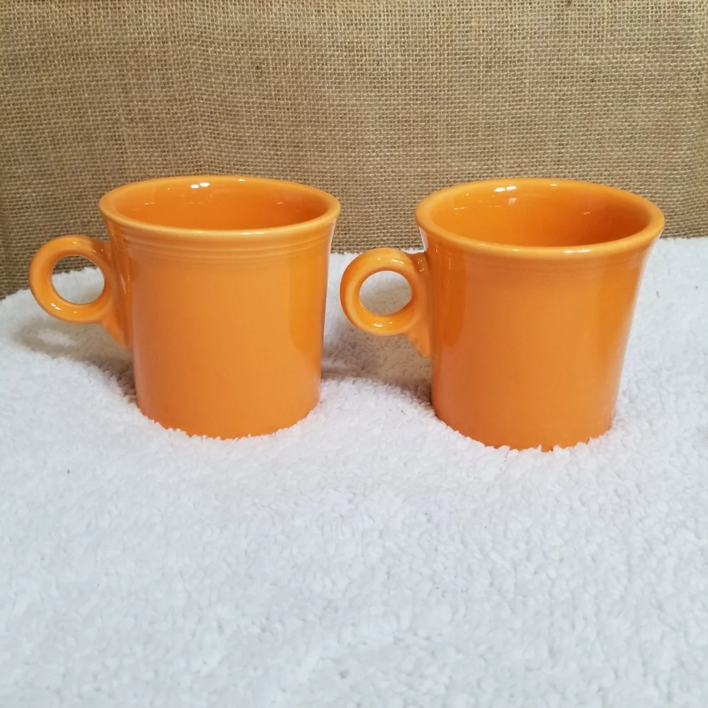 Fiesta Vintage Orange Tom and Jerry Homer Laughlin  Mug Set of 2 - Picture 4 of 4
